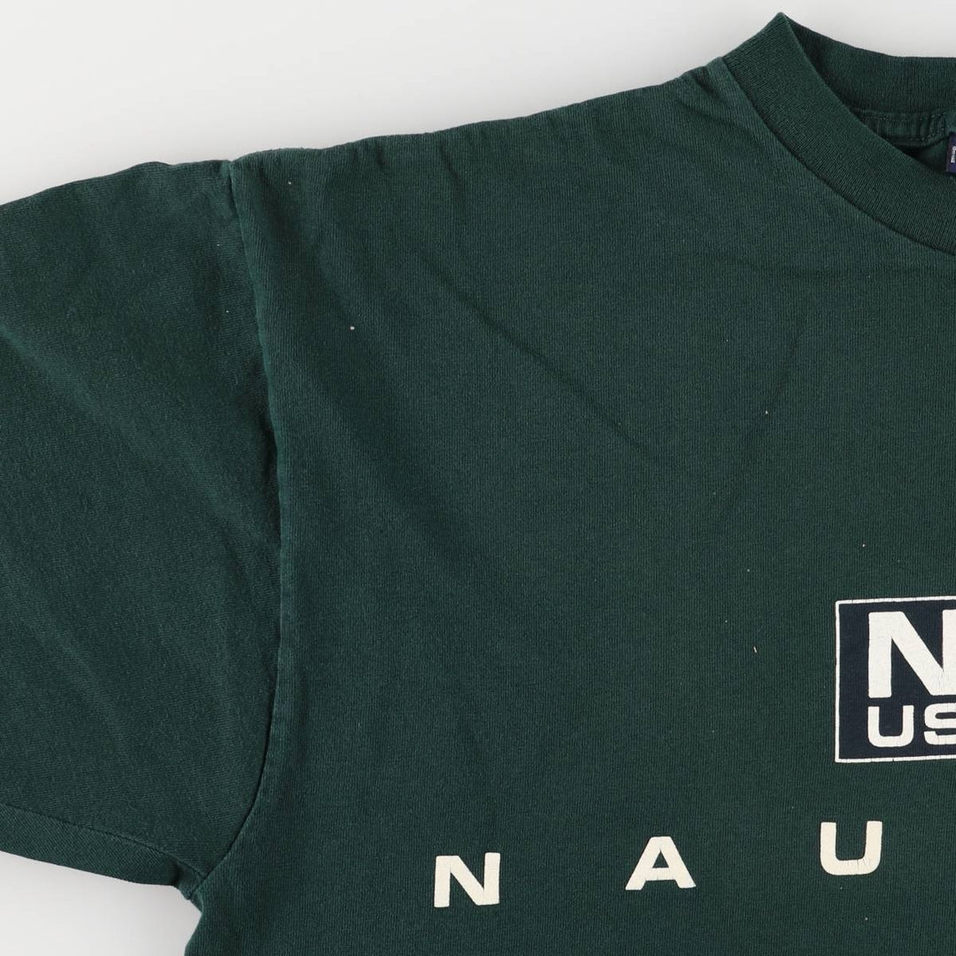 Vintage 90'S Nautica short-sleeved printed T-shirt, Made in USA, Men's Size Medium cotton Green type dark green Vintage Second Hand