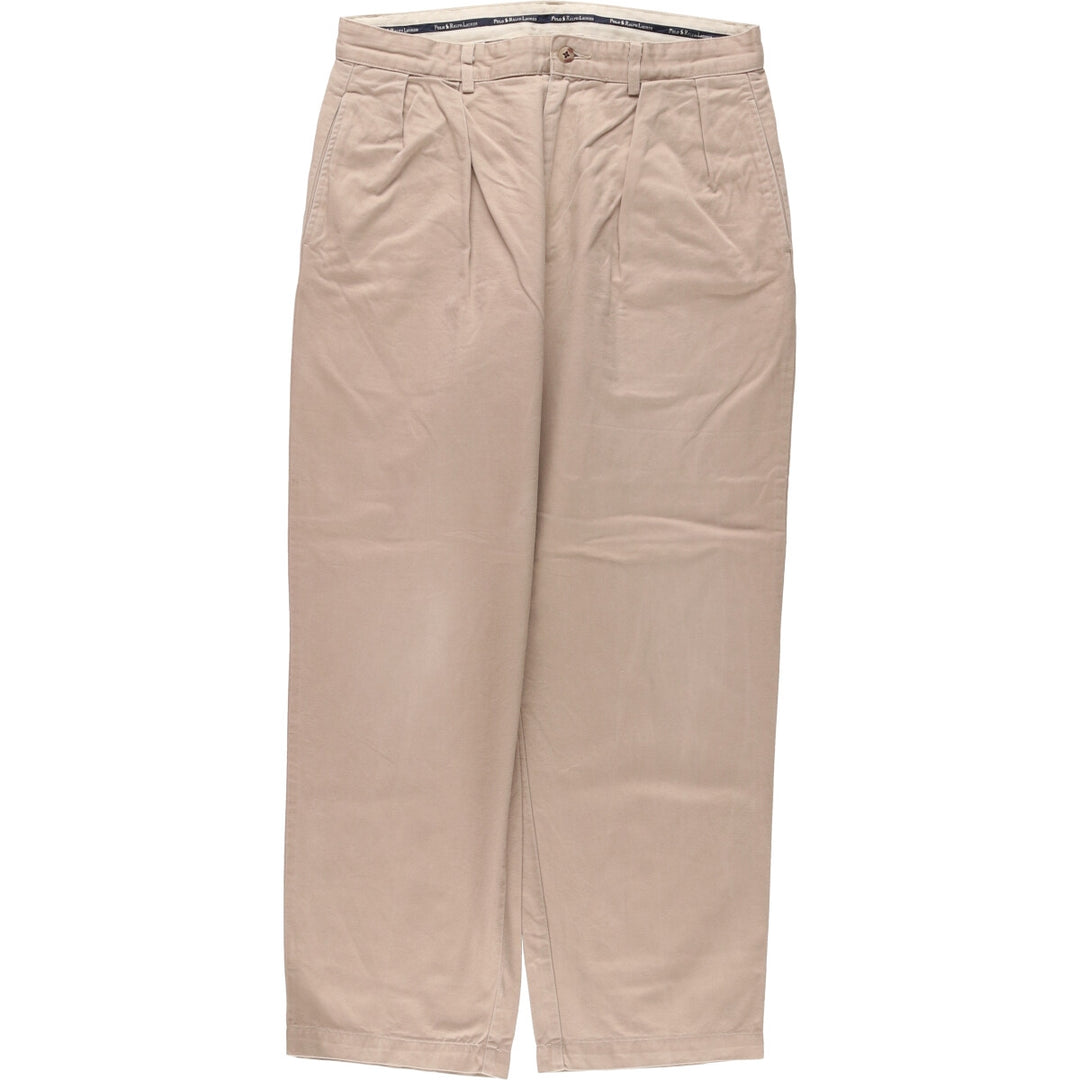 Ralph Lauren POLO by Ralph Lauren Two-pleat Chino Pants, Made in USA, Men's, Size W34 cotton Beige type Vintage Second Hand