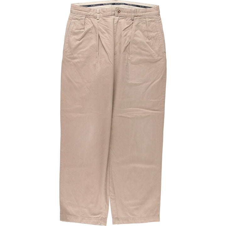 Ralph Lauren POLO by Ralph Lauren Two-pleat Chino Pants, Made in USA, Men's, Size W34 cotton Beige type Vintage Second Hand
