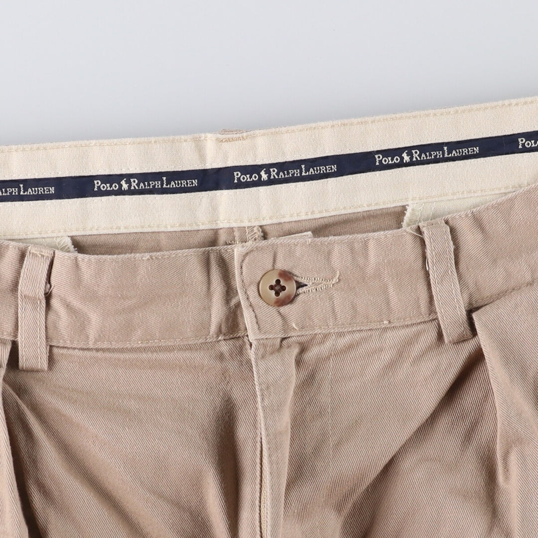 Ralph Lauren POLO by Ralph Lauren Two-pleat Chino Pants, Made in USA, Men's, Size W34 cotton Beige type Vintage Second Hand