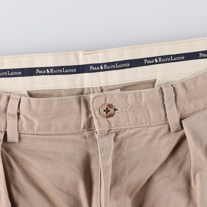 Ralph Lauren POLO by Ralph Lauren Two-pleat Chino Pants, Made in USA, Men's, Size W34 cotton Beige type Vintage Second Hand