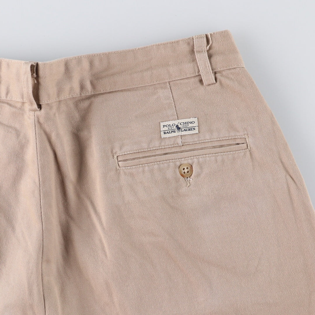 Ralph Lauren POLO by Ralph Lauren Two-pleat Chino Pants, Made in USA, Men's, Size W34 cotton Beige type Vintage Second Hand