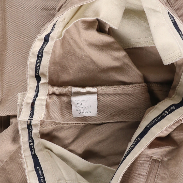 Ralph Lauren POLO by Ralph Lauren Two-pleat Chino Pants, Made in USA, Men's, Size W34 cotton Beige type Vintage Second Hand