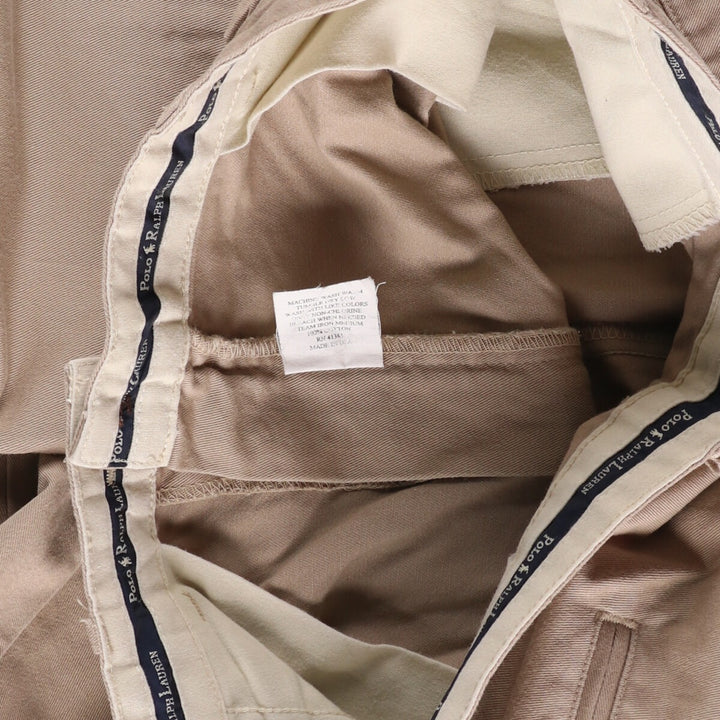 Ralph Lauren POLO by Ralph Lauren Two-pleat Chino Pants, Made in USA, Men's, Size W34 cotton Beige type Vintage Second Hand