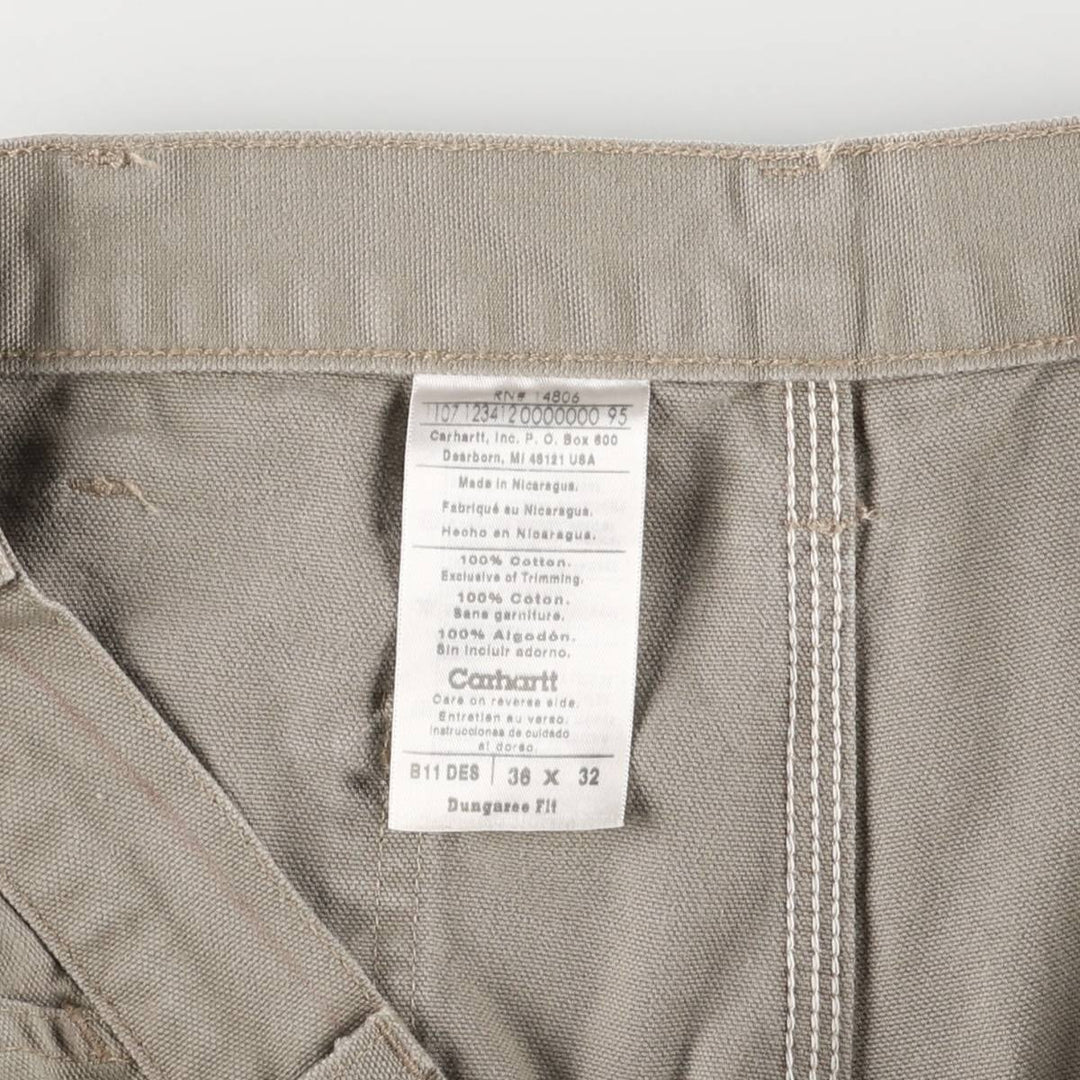 00'S Carhartt Dungaree Fit Duck Painter Pants Men's W36 cotton Khaki type Vintage Second Hand