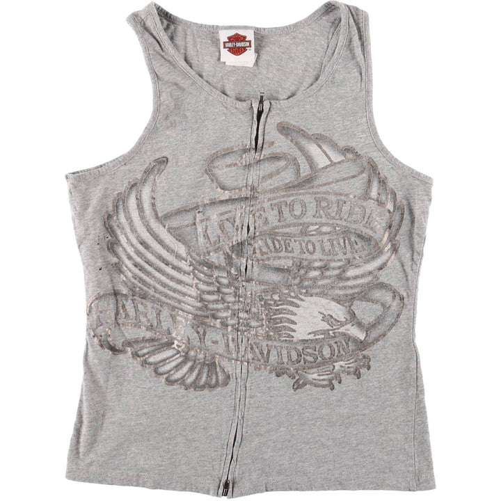 Harley-Davidson Eagle Pattern Full-Zip Large Print Tank Top, Women's Size Medium cotton gray type Vintage Second Hand