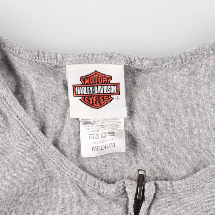 Harley-Davidson Eagle Pattern Full-Zip Large Print Tank Top, Women's Size Medium cotton gray type Vintage Second Hand