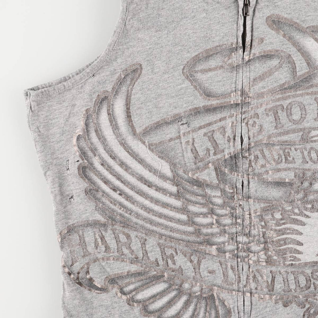 Harley-Davidson Eagle Pattern Full-Zip Large Print Tank Top, Women's Size Medium cotton gray type Vintage Second Hand