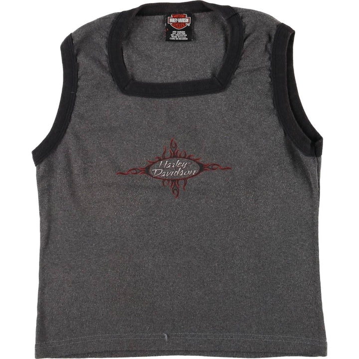 Harley-Davidson square neck tank top, made in the USA, women's size L cotton Charcoal Vintage Second Hand