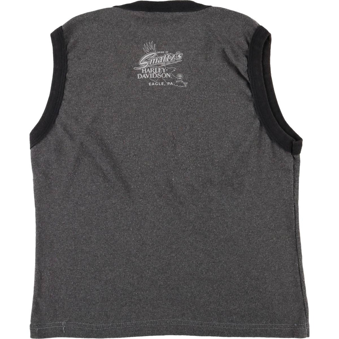 Harley-Davidson square neck tank top, made in the USA, women's size L cotton Charcoal Vintage Second Hand