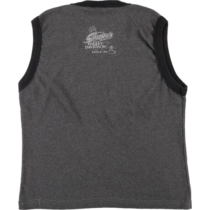 Harley-Davidson square neck tank top, made in the USA, women's size L cotton Charcoal Vintage Second Hand