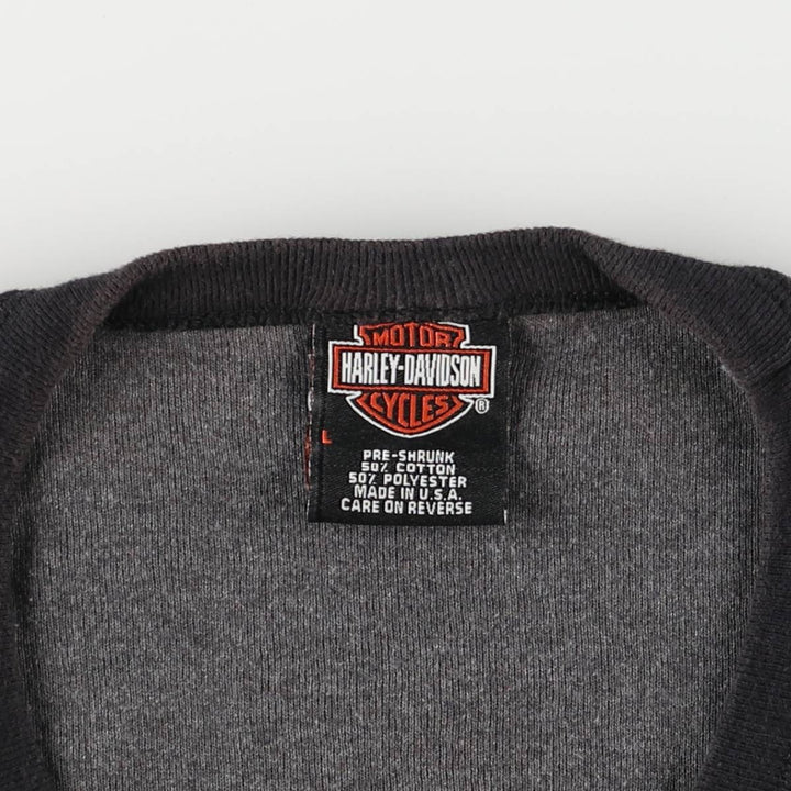 Harley-Davidson square neck tank top, made in the USA, women's size L cotton Charcoal Vintage Second Hand