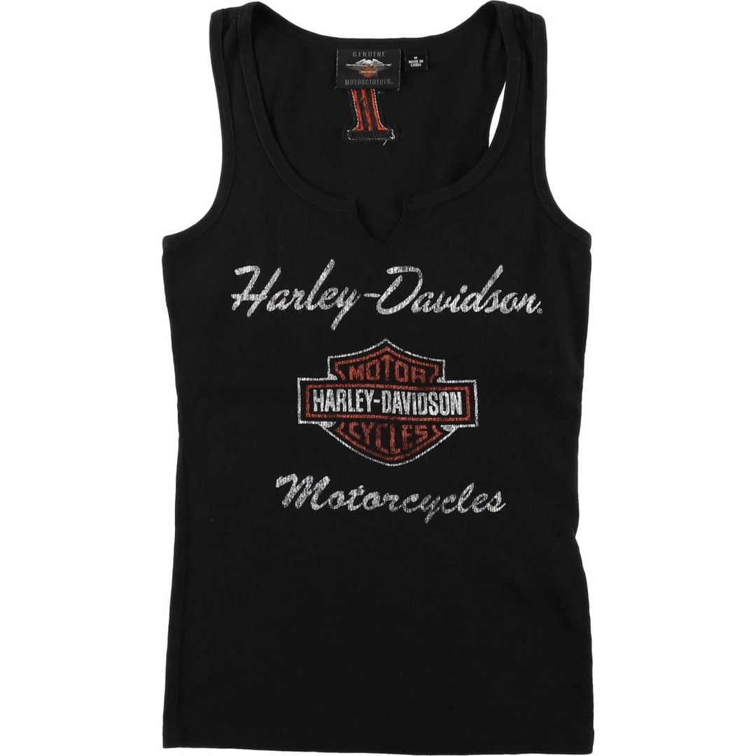 Harley-Davidson Slit Neck Tank Top, Women's Size Medium cotton black type Vintage Second Hand