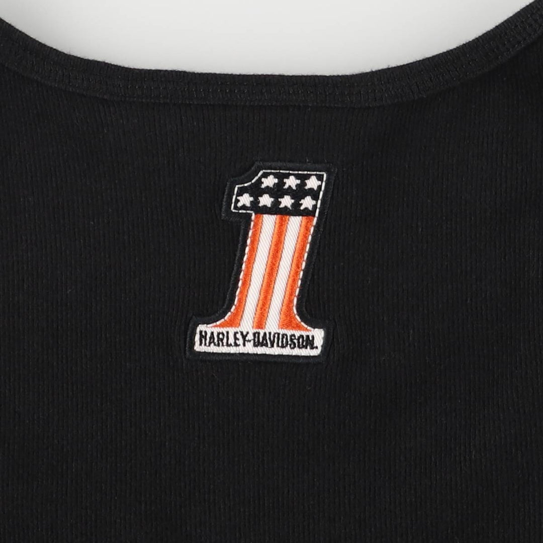 Harley-Davidson Slit Neck Tank Top, Women's Size Medium cotton black type Vintage Second Hand