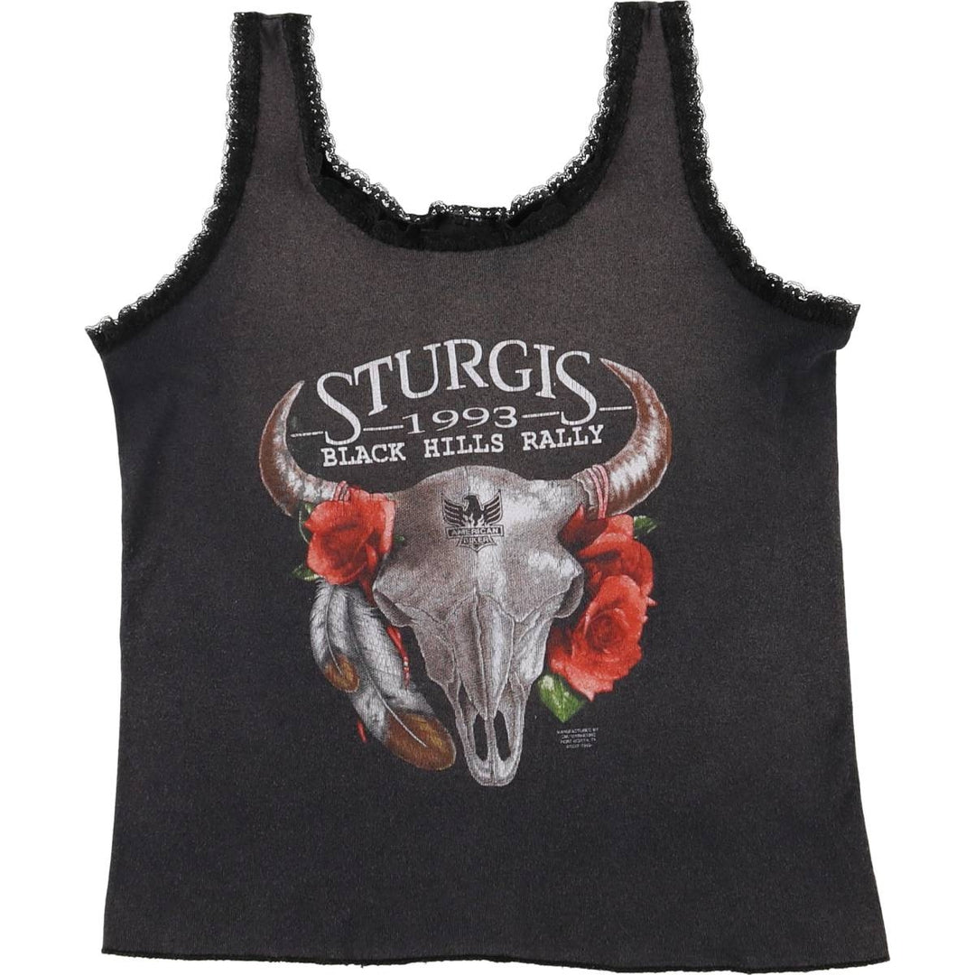 Vintage 90'S Harley-Davidson 3D Emblem Cropped Tank Top, Made in USA, Women's Size L polyester black type Vintage Second Hand