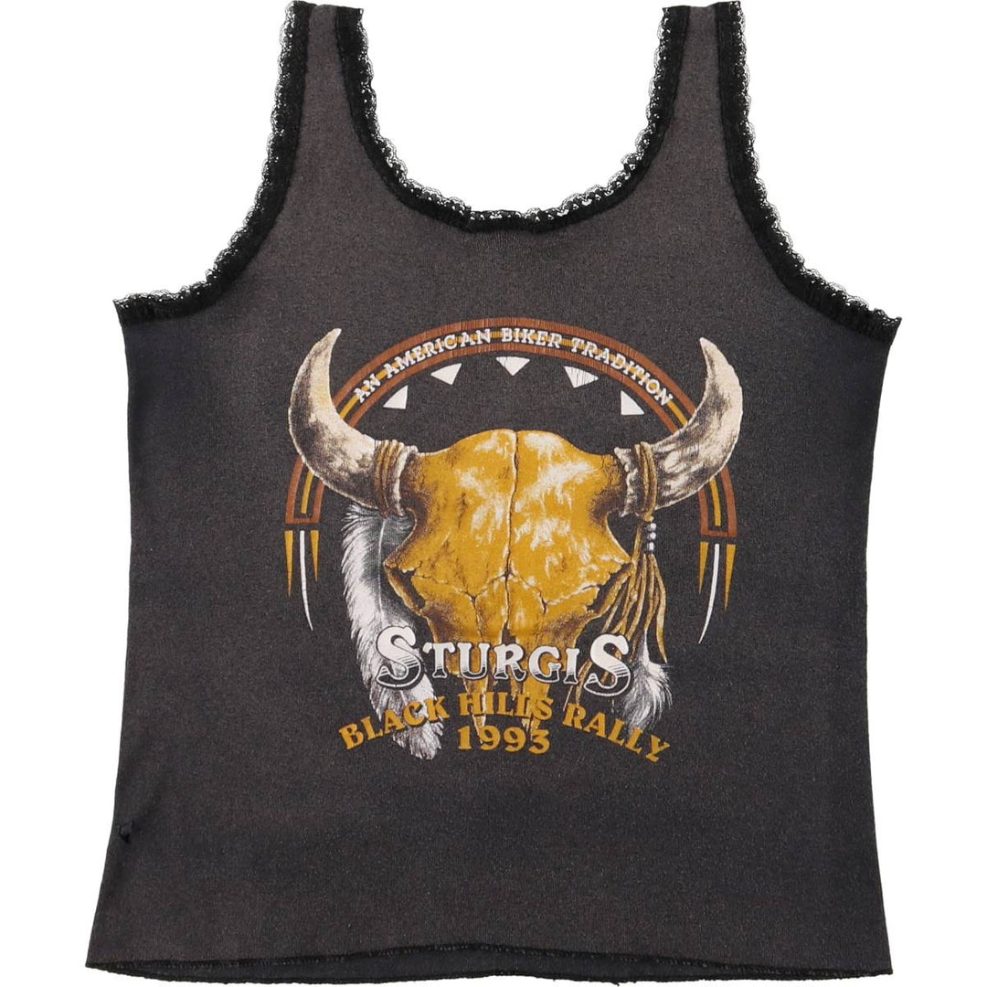 Vintage 90'S Harley-Davidson 3D Emblem Cropped Tank Top, Made in USA, Women's Size L polyester black type Vintage Second Hand