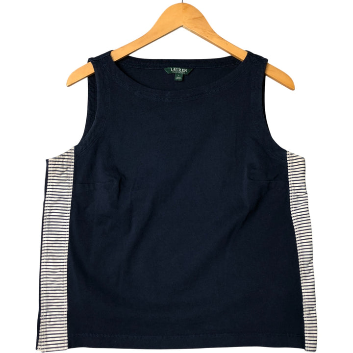 Ralph Lauren LAUREN Women's Tank Top, Size L cotton navy blue type Vintage Second Hand