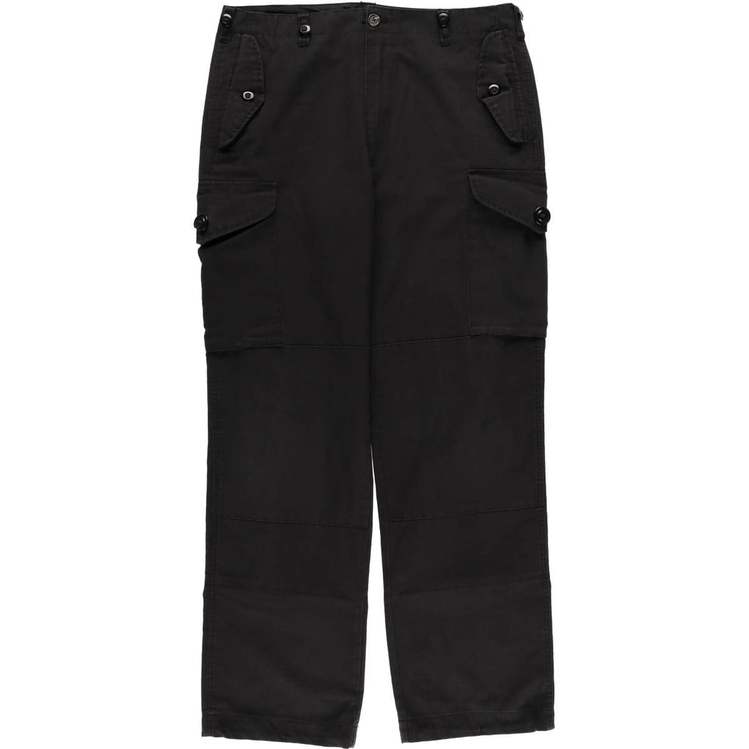Double-knee military cargo pants, men's size W36 polyester black type Vintage Second Hand