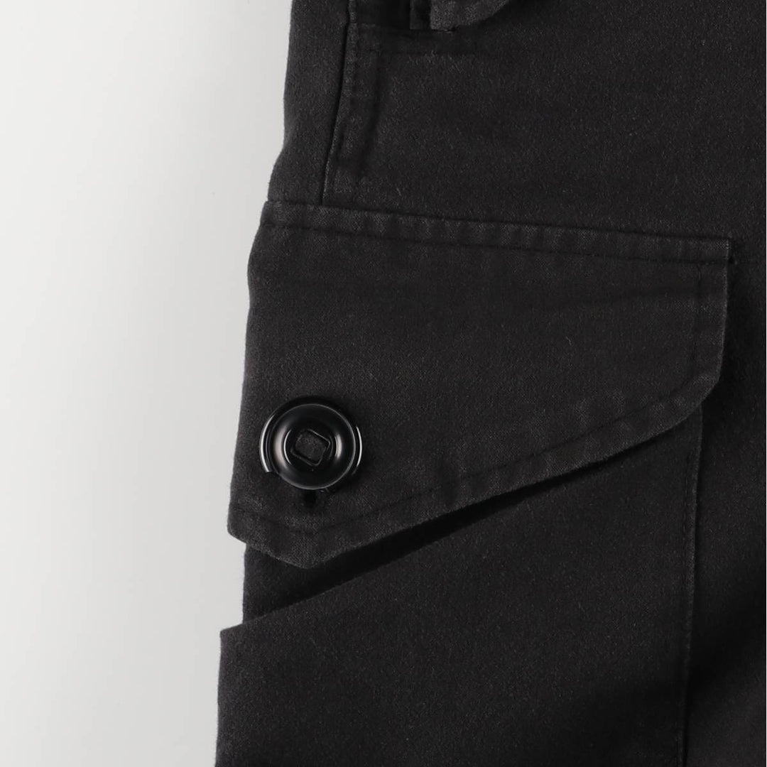 Double-knee military cargo pants, men's size W36 polyester black type Vintage Second Hand