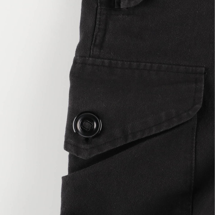 Double-knee military cargo pants, men's size W36 polyester black type Vintage Second Hand