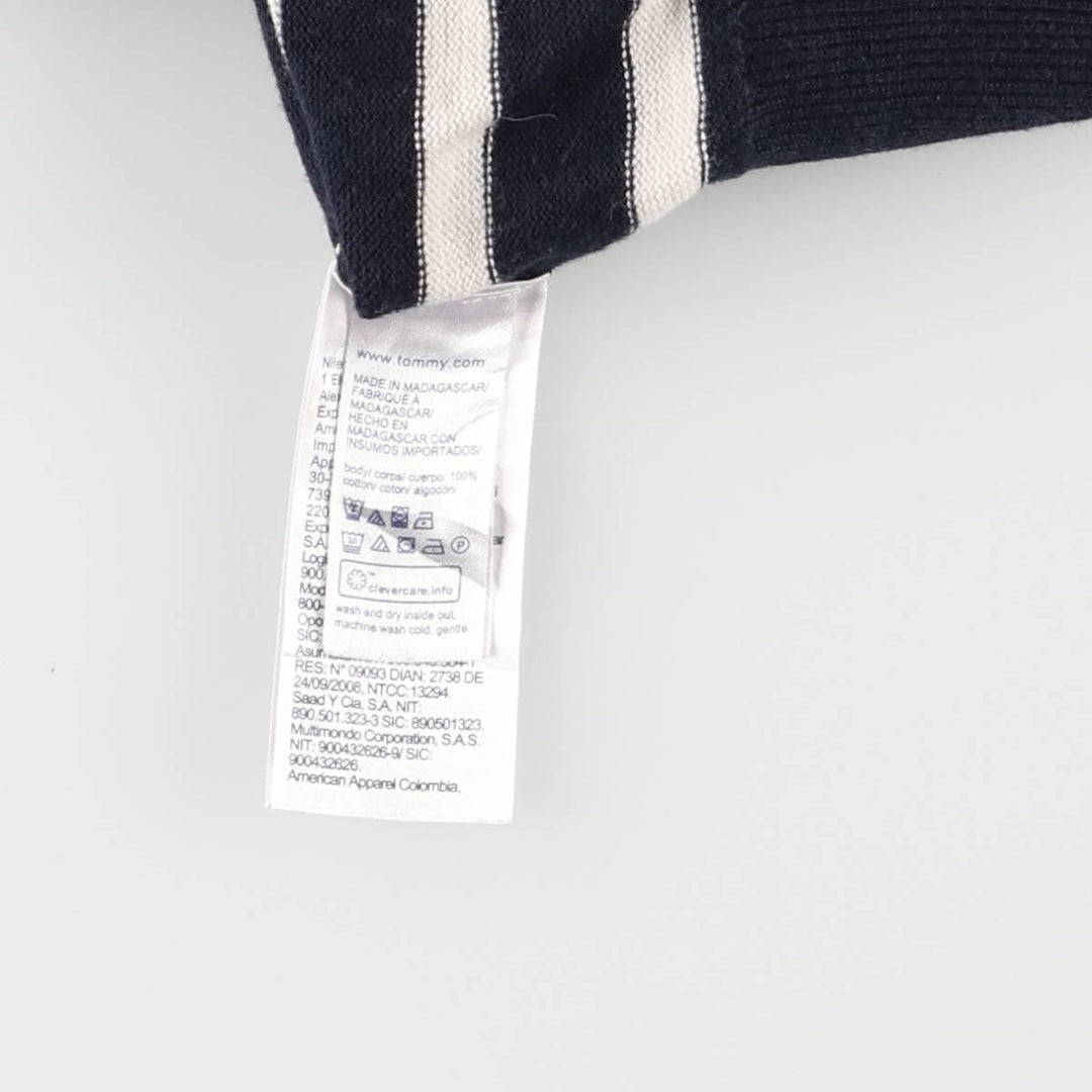Tommy Hilfiger Border Pattern Cotton Knit Sweater Women's XL cotton navy blue type Vintage Second Hand