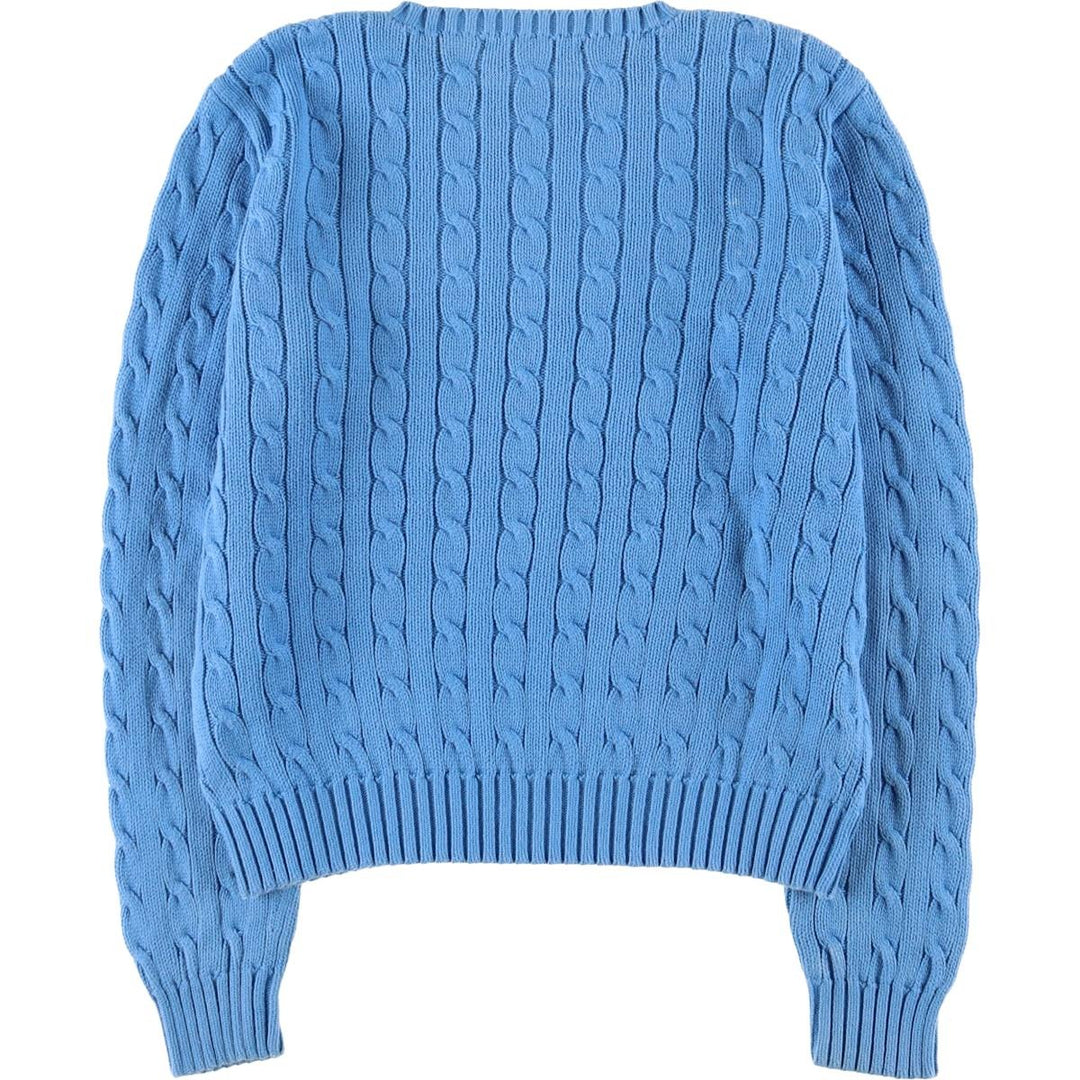 Ralph Lauren cable knit cotton sweater, size L cotton Blue type light blue Vintage Second Hand