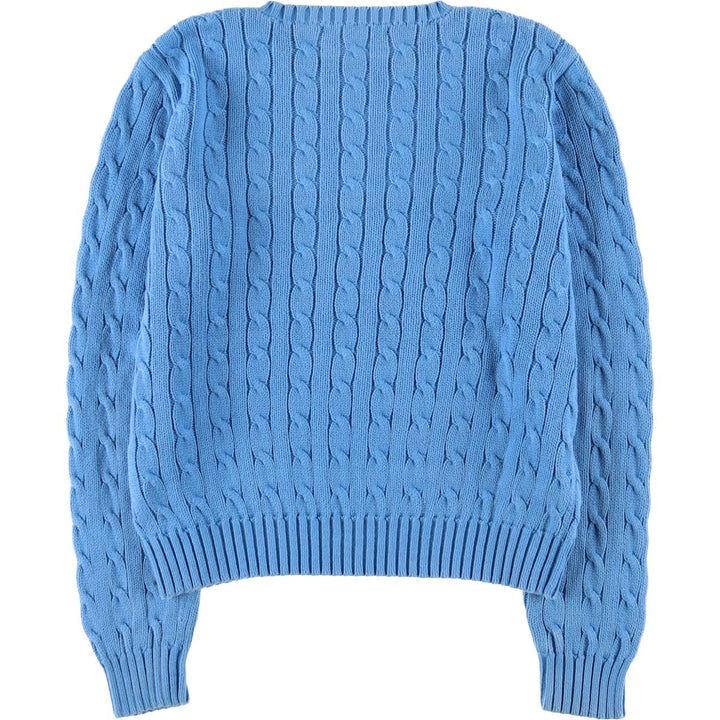 Ralph Lauren cable knit cotton sweater, size L cotton Blue type light blue Vintage Second Hand