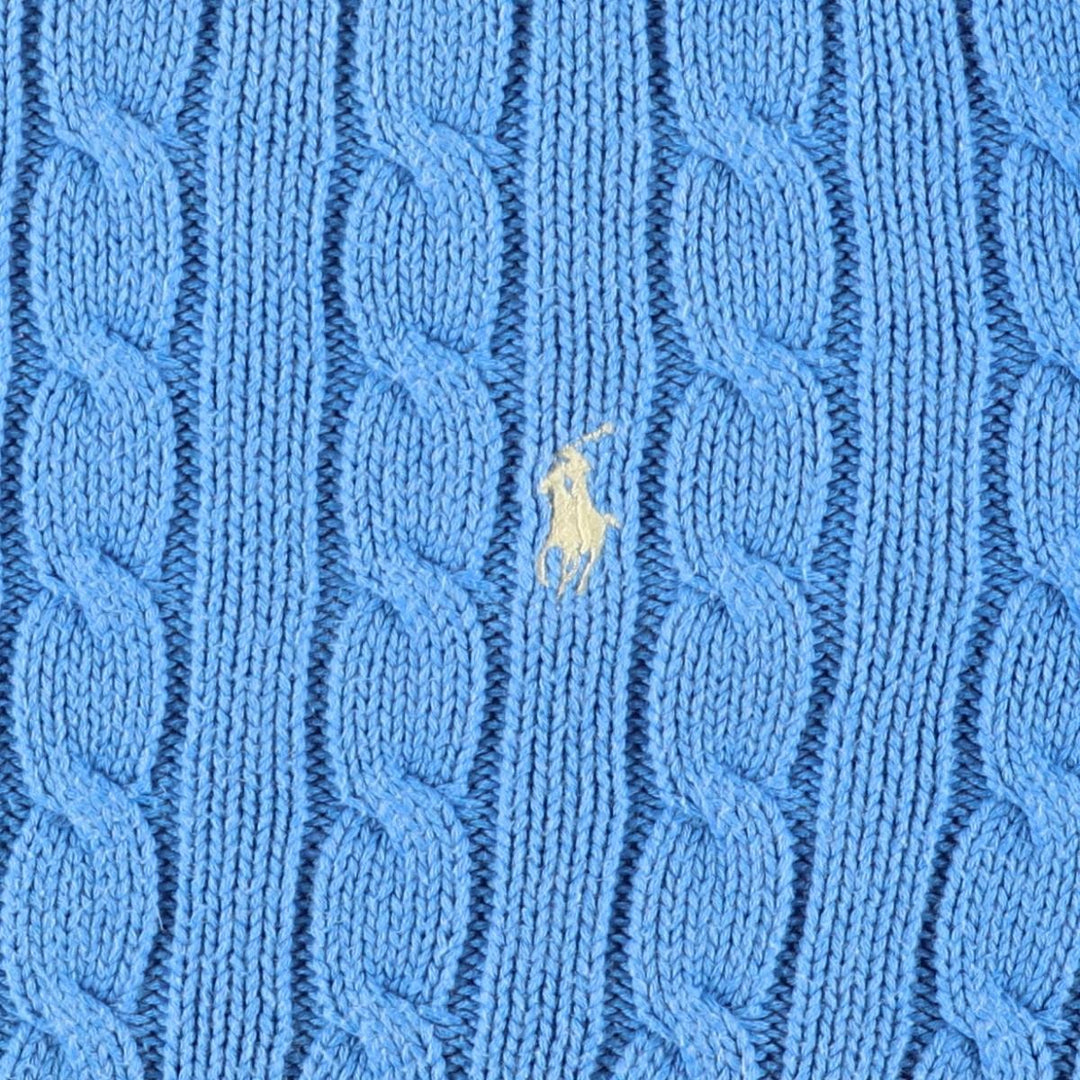 Ralph Lauren cable knit cotton sweater, size L cotton Blue type light blue Vintage Second Hand