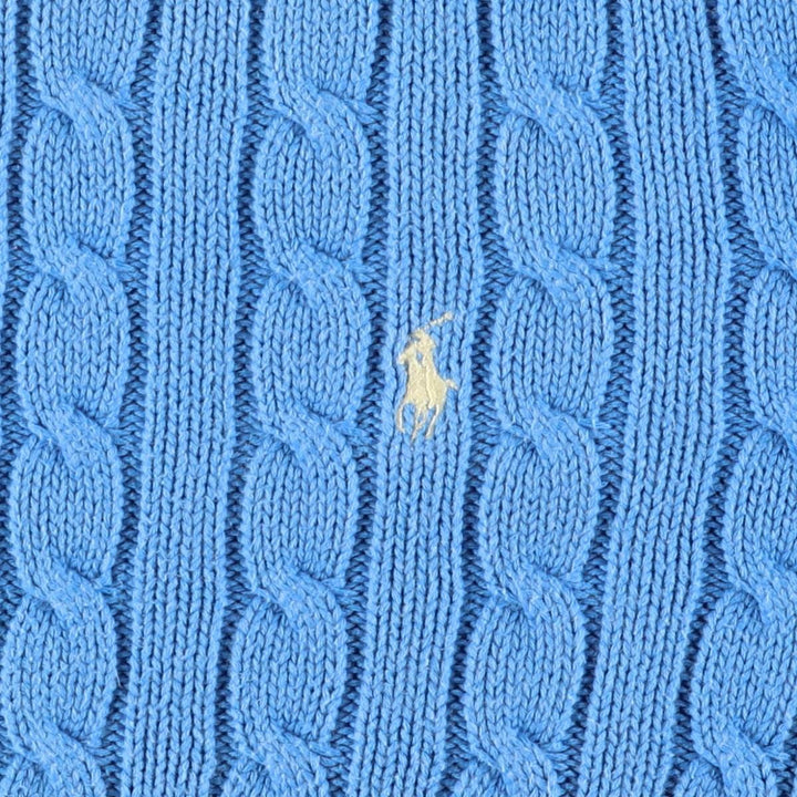 Ralph Lauren cable knit cotton sweater, size L cotton Blue type light blue Vintage Second Hand