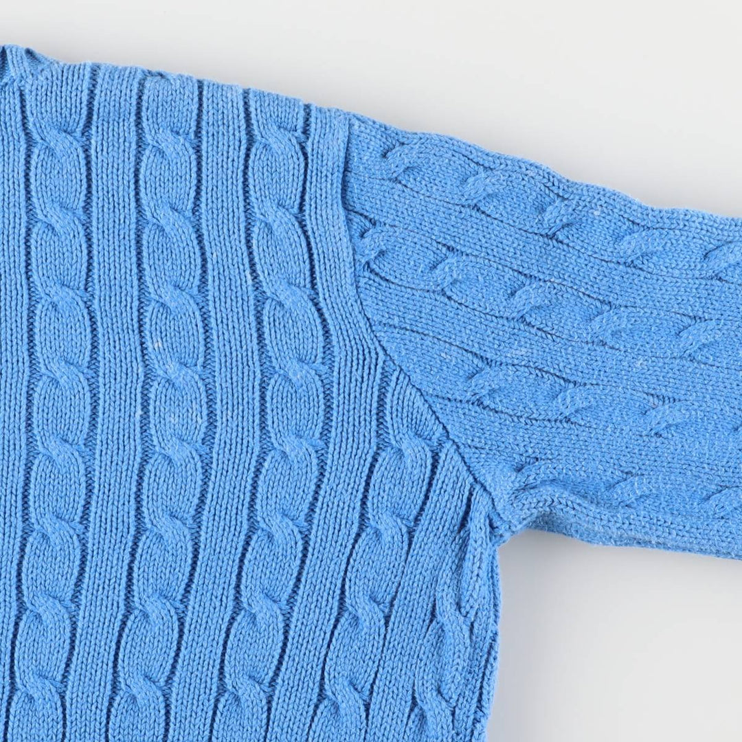 Ralph Lauren cable knit cotton sweater, size L cotton Blue type light blue Vintage Second Hand