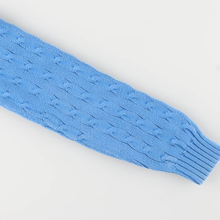 Ralph Lauren cable knit cotton sweater, size L cotton Blue type light blue Vintage Second Hand