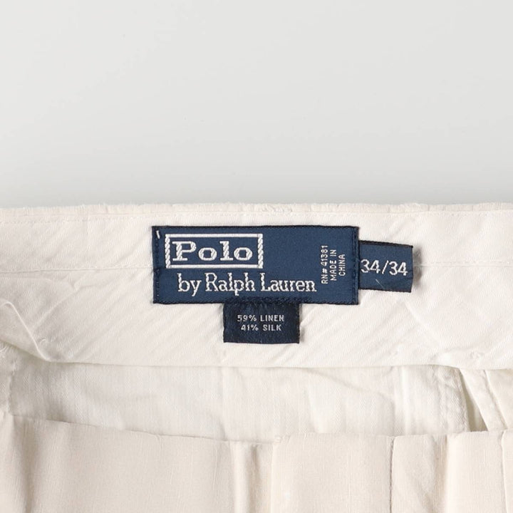 Ralph Lauren POLO by Ralph Lauren linen pants, slacks, men's size W35 linen white type Vintage Second Hand