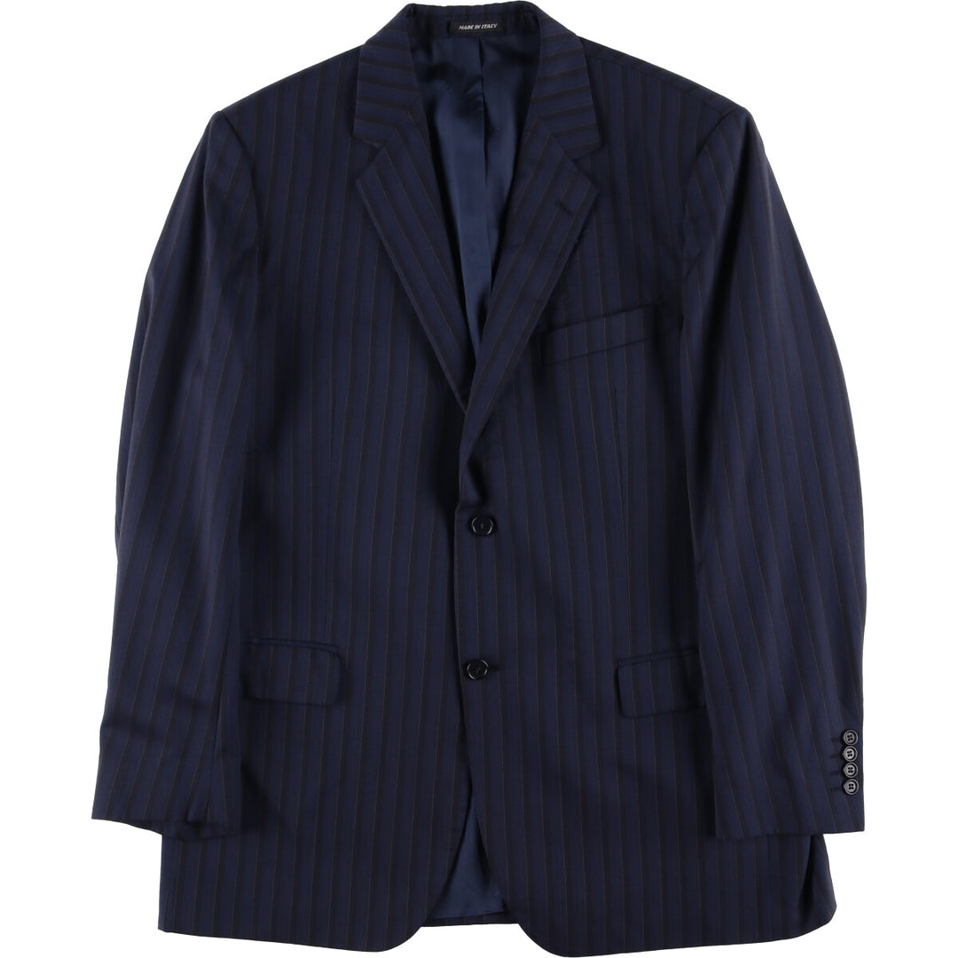 Yves Saint Laurent POUR HOMME Striped Wool Tailored Jacket, Made in Italy, Men's Size L wool navy blue type Vintage Second Hand