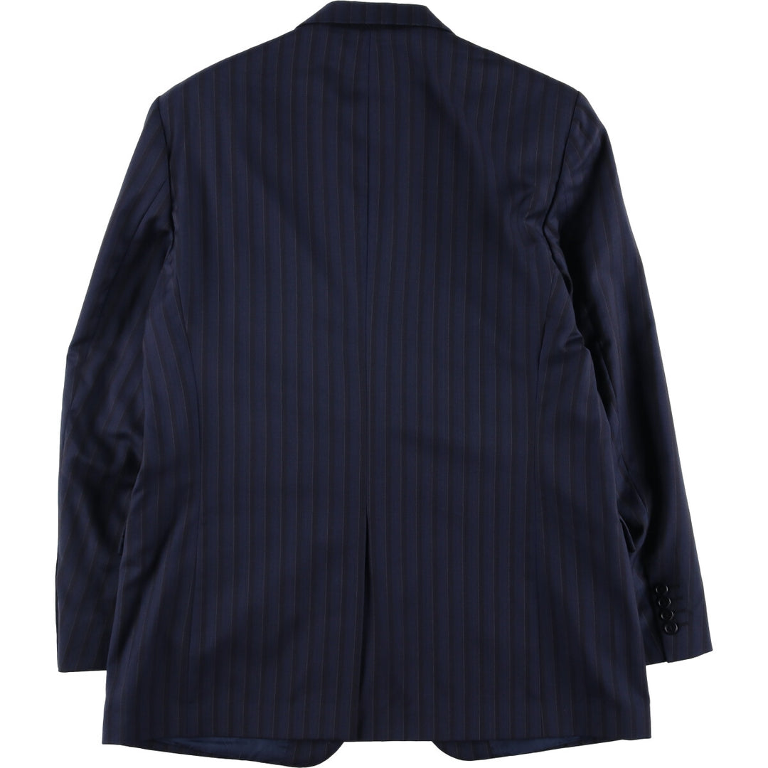 Yves Saint Laurent POUR HOMME Striped Wool Tailored Jacket, Made in Italy, Men's Size L wool navy blue type Vintage Second Hand
