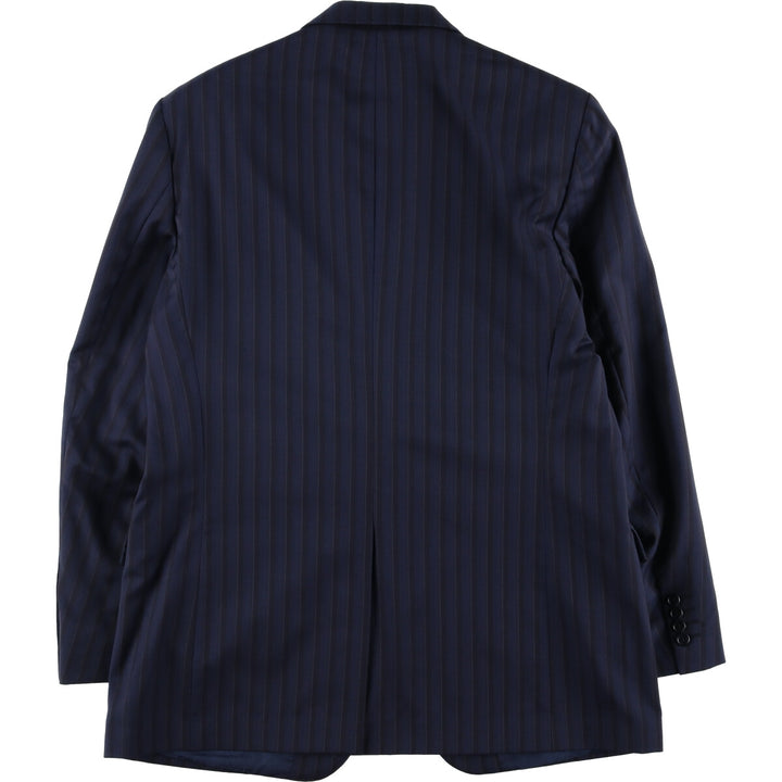 Yves Saint Laurent POUR HOMME Striped Wool Tailored Jacket, Made in Italy, Men's Size L wool navy blue type Vintage Second Hand