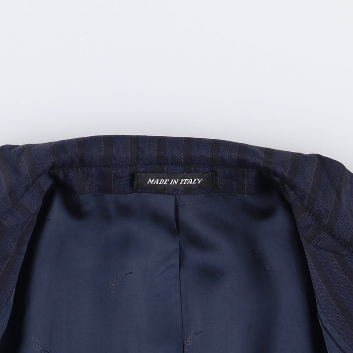 Yves Saint Laurent POUR HOMME Striped Wool Tailored Jacket, Made in Italy, Men's Size L wool navy blue type Vintage Second Hand