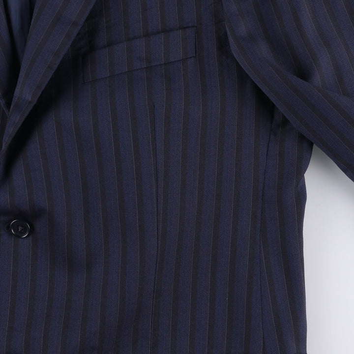 Yves Saint Laurent POUR HOMME Striped Wool Tailored Jacket, Made in Italy, Men's Size L wool navy blue type Vintage Second Hand