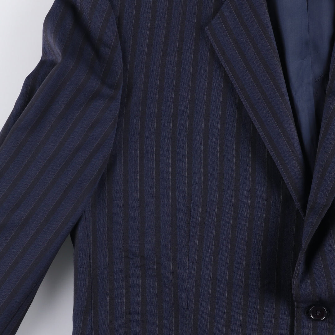 Yves Saint Laurent POUR HOMME Striped Wool Tailored Jacket, Made in Italy, Men's Size L wool navy blue type Vintage Second Hand