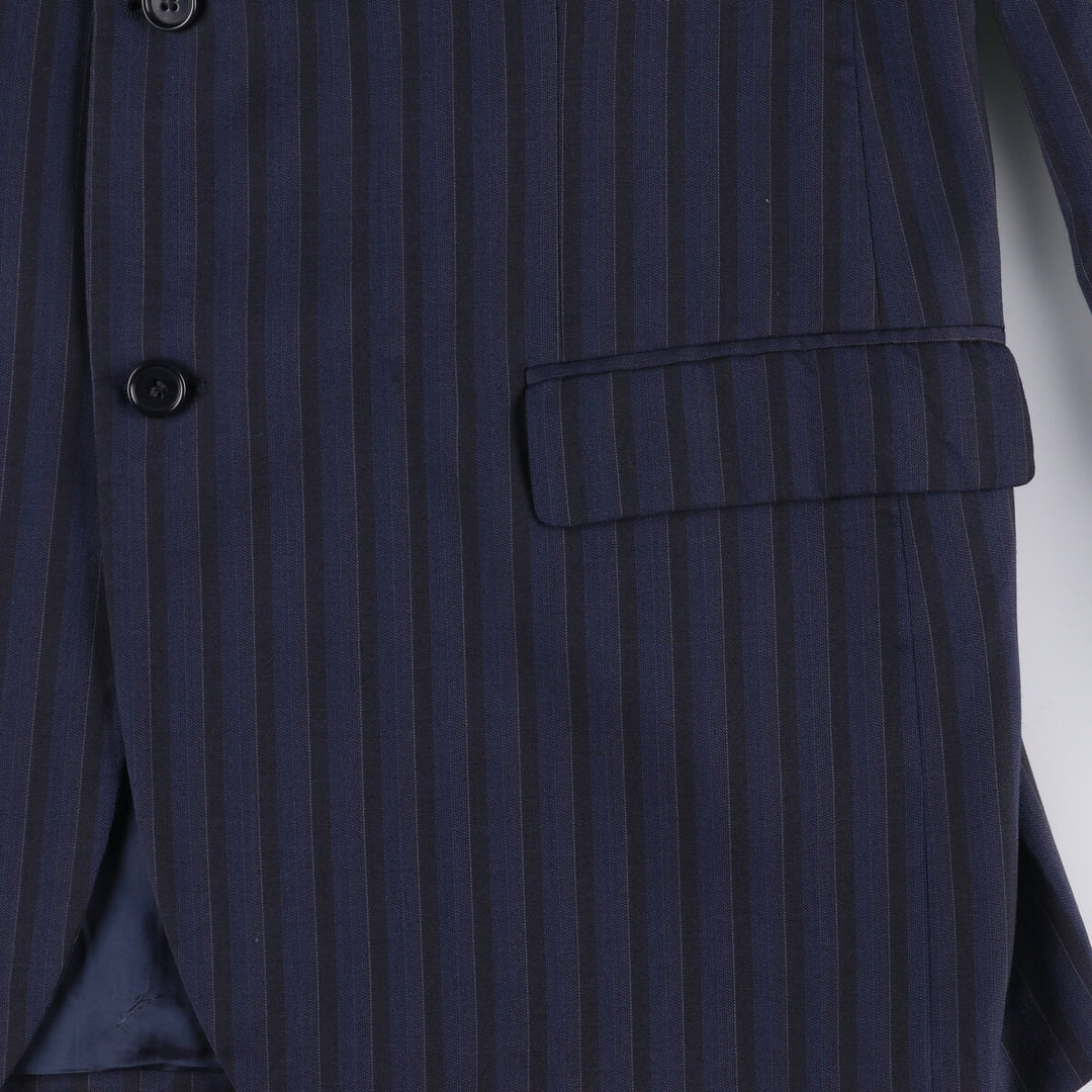 Yves Saint Laurent POUR HOMME Striped Wool Tailored Jacket, Made in Italy, Men's Size L wool navy blue type Vintage Second Hand