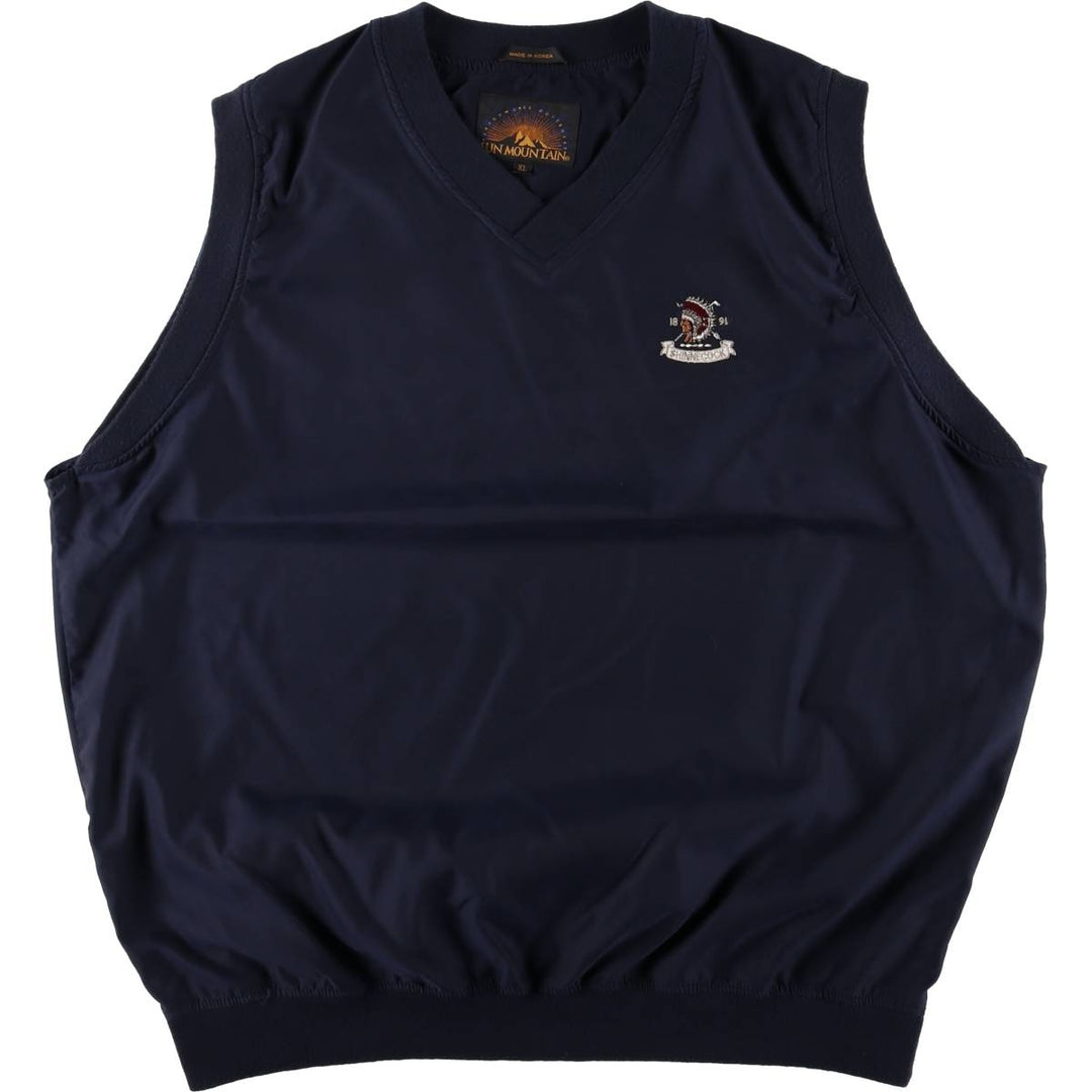 SUN MOUNTAIN V-Neck Warm-Up Vest, Men's XL polyester navy blue type Vintage Second Hand