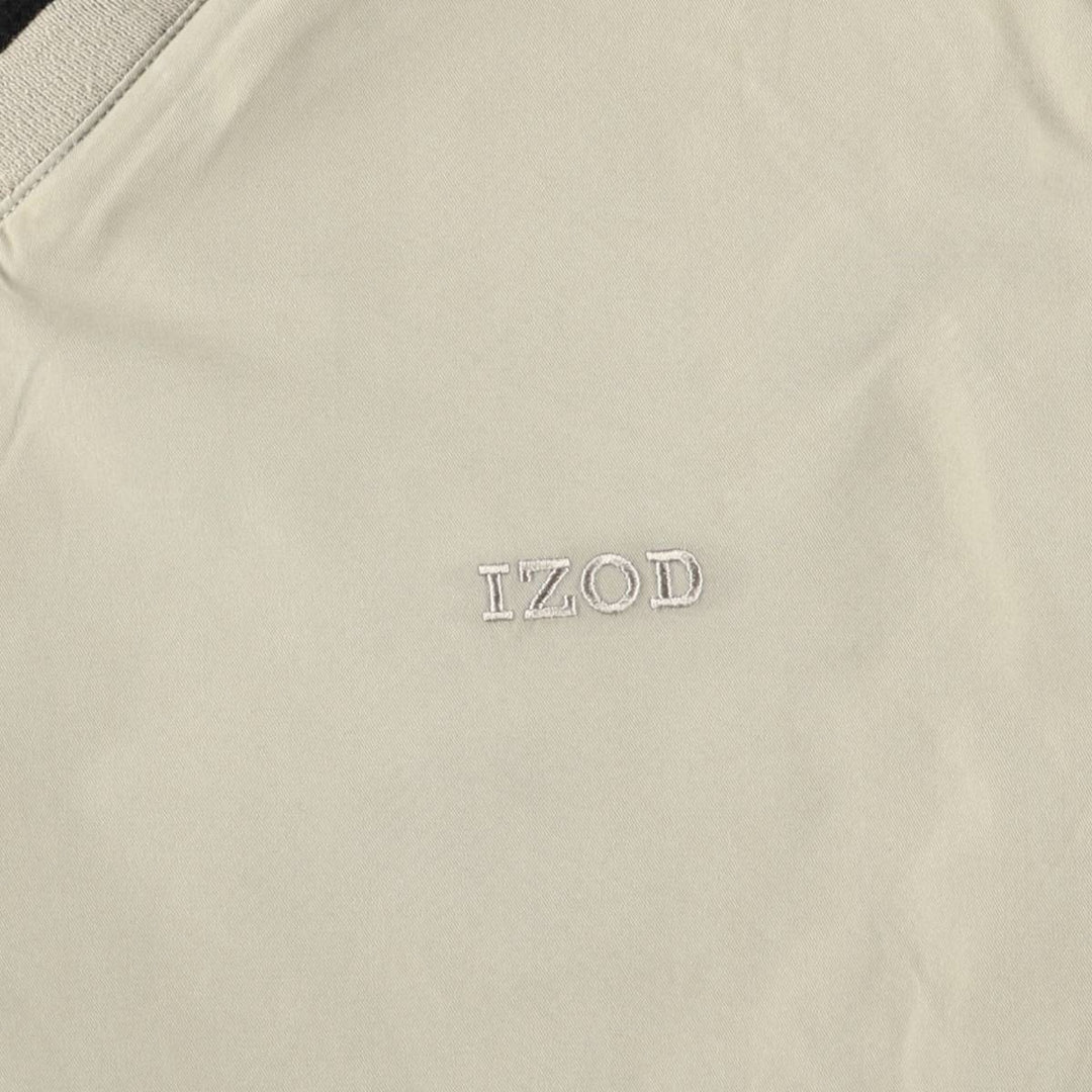 IZOD V-neck warm-up vest, men's size L polyester Khaki type beige Vintage Second Hand