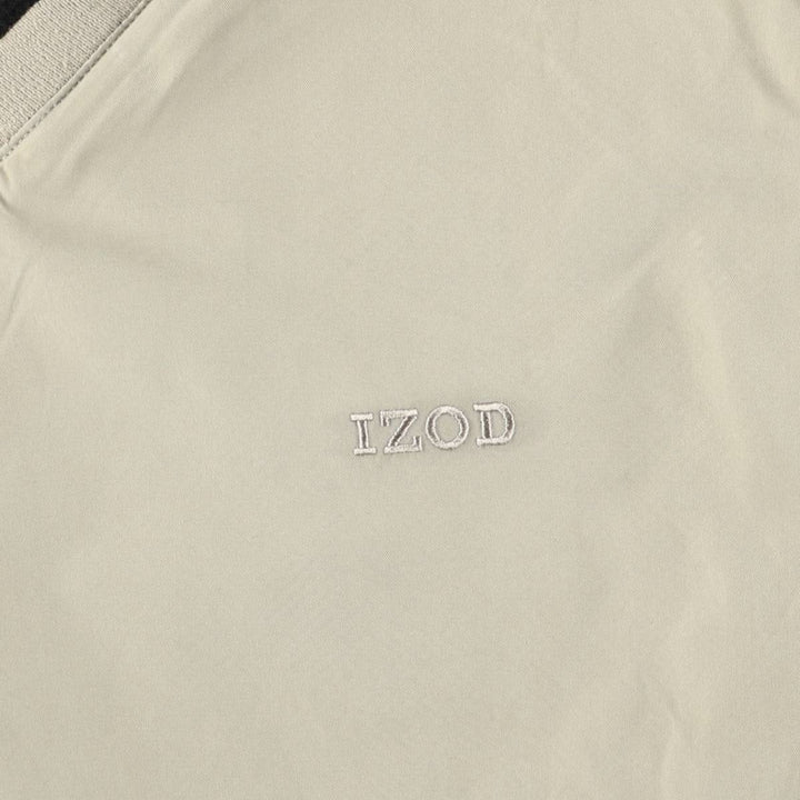 IZOD V-neck warm-up vest, men's size L polyester Khaki type beige Vintage Second Hand
