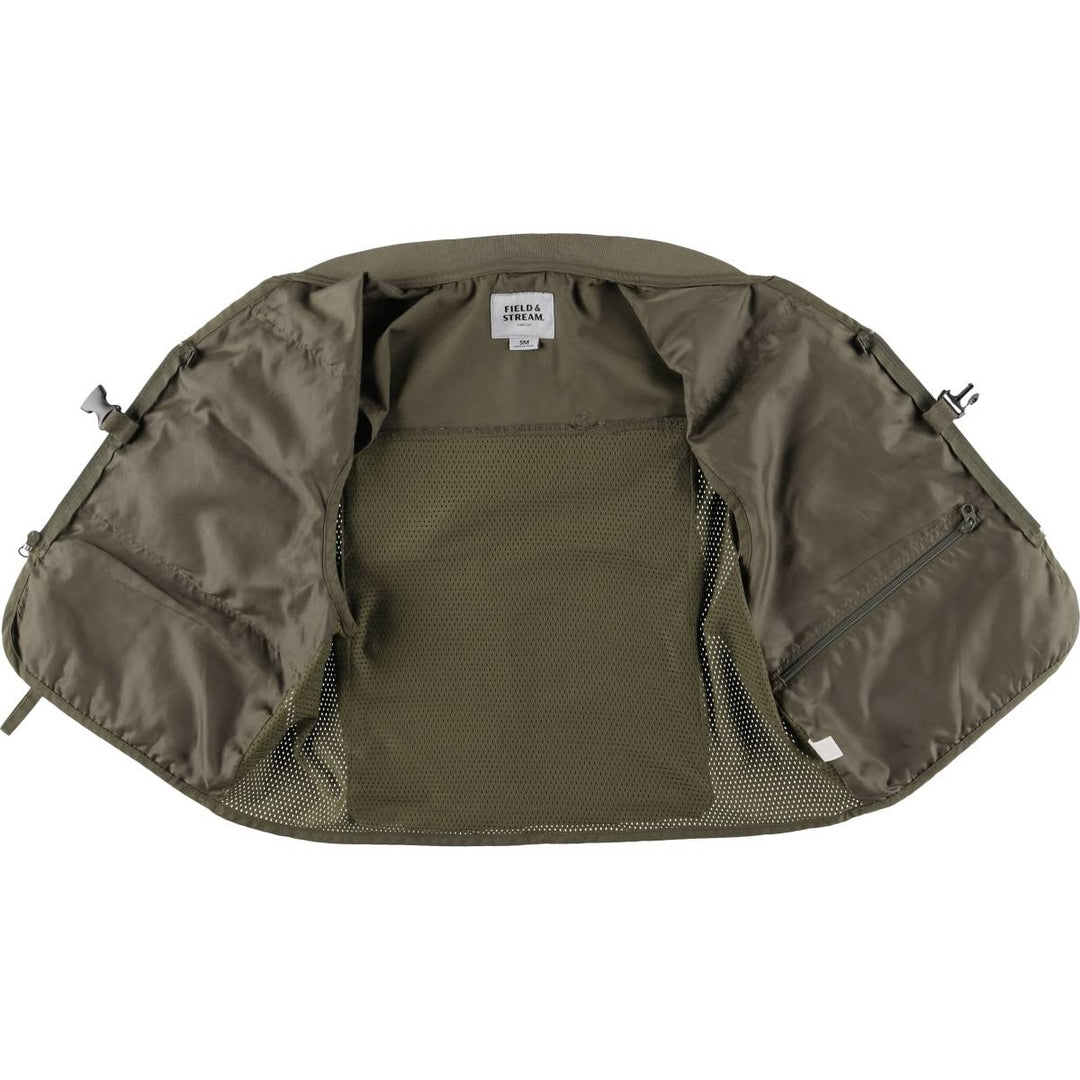 FIELD and STREAM Fishing Vest, Men's M size polyester Khaki type brown Vintage Second Hand