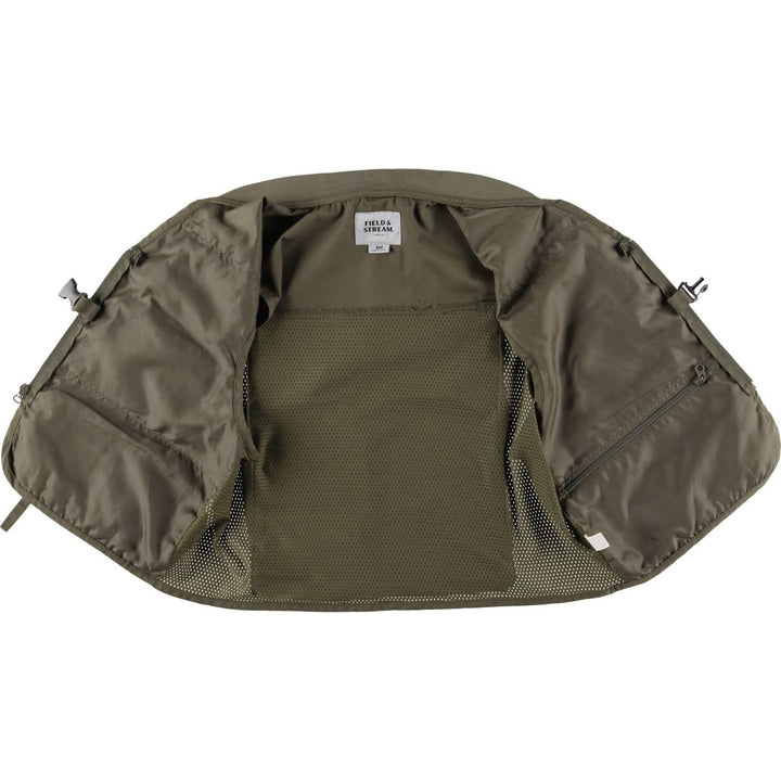 FIELD and STREAM Fishing Vest, Men's M size polyester Khaki type brown Vintage Second Hand