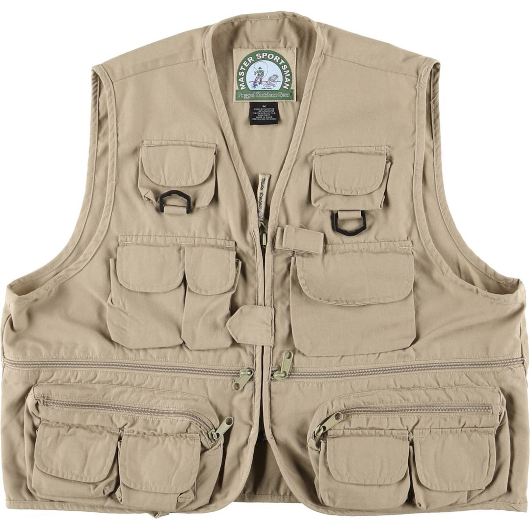 90'S MASTER SPORTSMAN Vintage Fishing Vest, Men's Size M cotton Beige type Vintage Second Hand