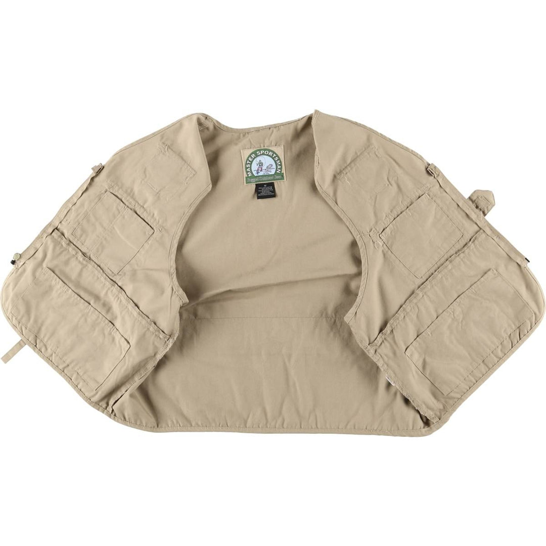 90'S MASTER SPORTSMAN Vintage Fishing Vest, Men's Size M cotton Beige type Vintage Second Hand