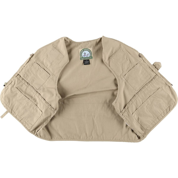 90'S MASTER SPORTSMAN Vintage Fishing Vest, Men's Size M cotton Beige type Vintage Second Hand