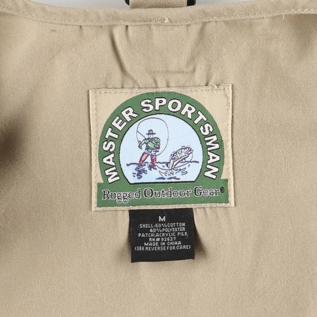 90'S MASTER SPORTSMAN Vintage Fishing Vest, Men's Size M cotton Beige type Vintage Second Hand