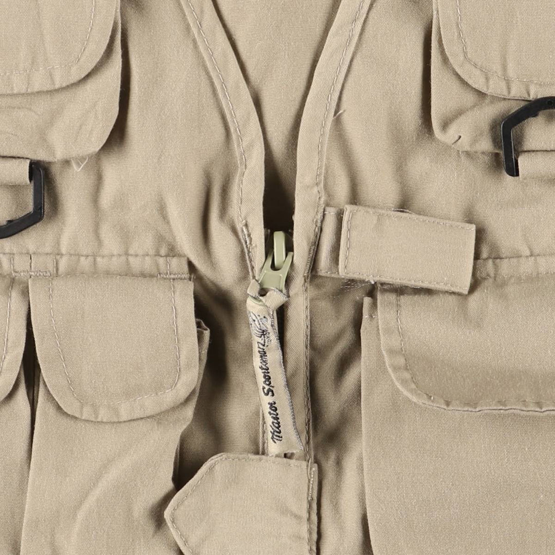 90'S MASTER SPORTSMAN Vintage Fishing Vest, Men's Size M cotton Beige type Vintage Second Hand