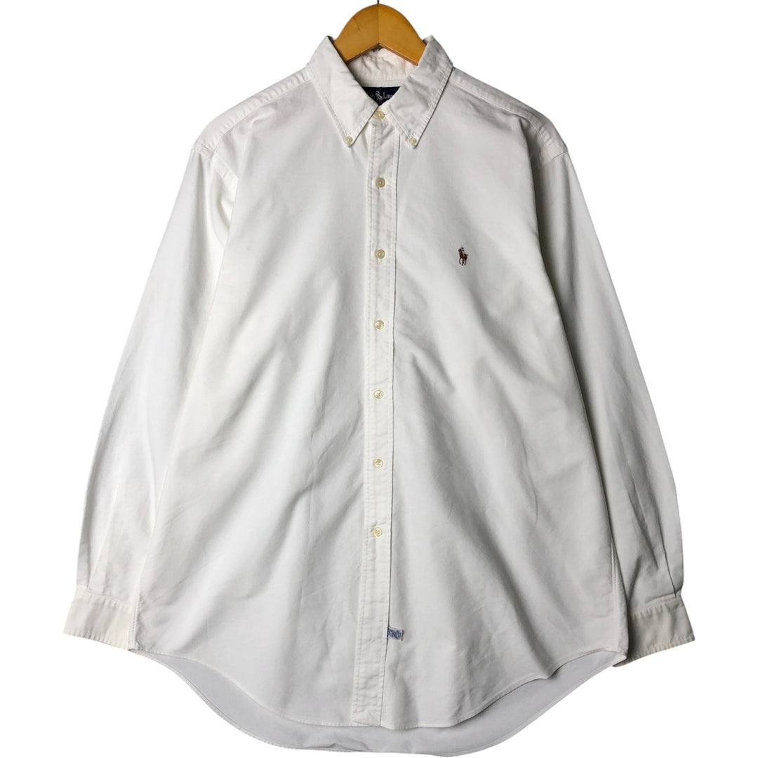 Ralph Lauren long sleeve button down shirt, men's size L cotton white type Vintage Second Hand